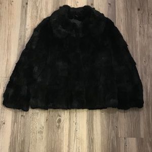 Vintage Black Rabbit Fur Fluffy Chubby Coat Size S/M